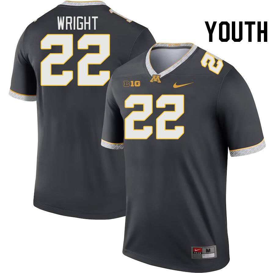 Youth #22 Jaydon Wright Minnesota Golden Gophers College Football Jerseys Stitched-Charcoal